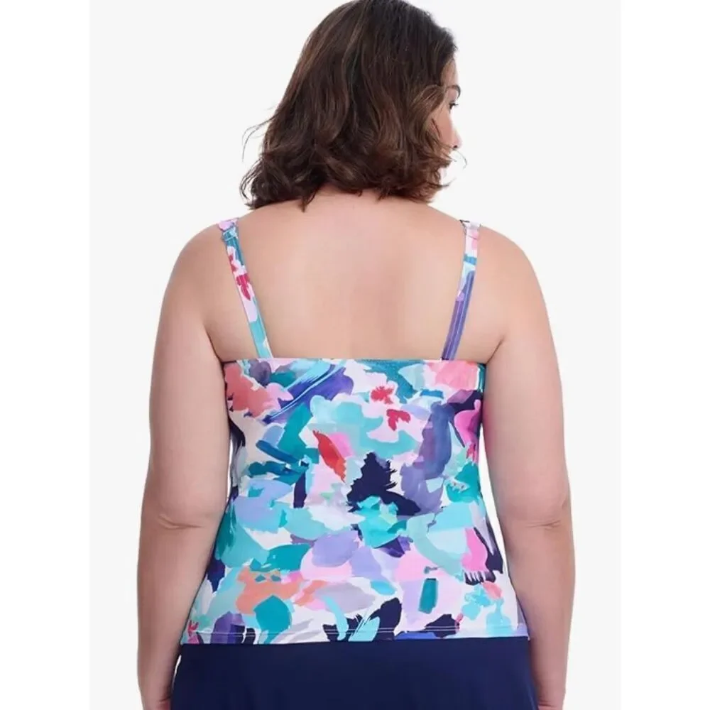 Profile by Gottex Women’s Holi Plus Size Abstract Floral Print Tankini -22W